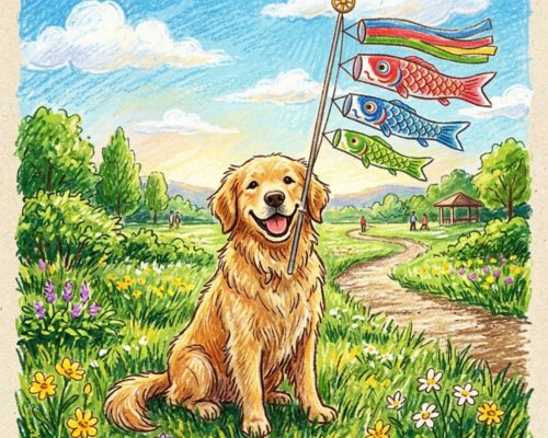 こいのぼり AI画像 Gemini 絵本風 クレヨン