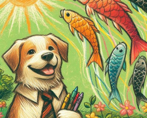 微妙　こいのぼり AI画像 bing 絵本風 クレヨン