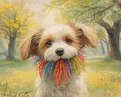 ありえないケルベロス　こいのぼり AI画像 ChatGPT 絵本風 クレヨン