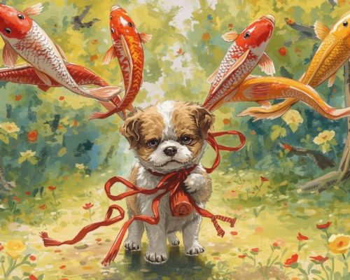 こわい　　こいのぼり AI画像 ChatGPT 絵本風 クレヨン